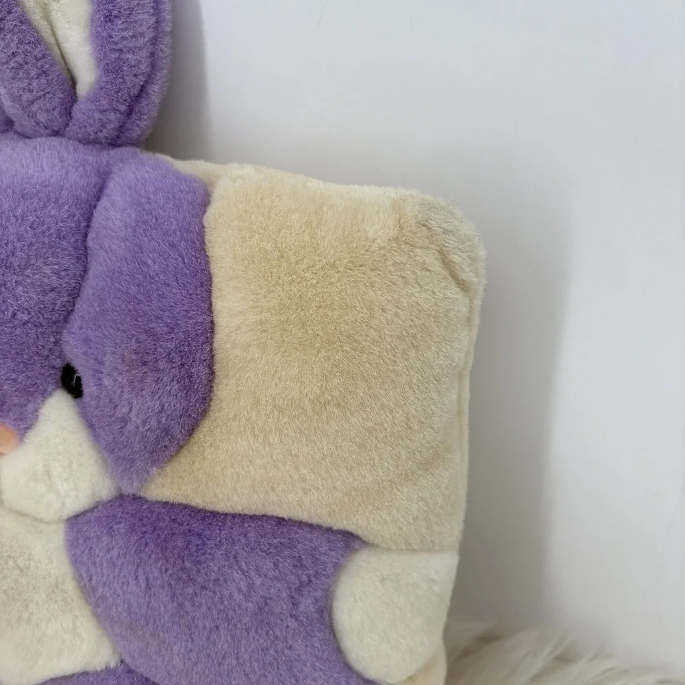 VTG ANGEL TOY CORP PURPLE BUNNY‎ RABBIT SQUARE PILLOW STUFFED ANIMAL PLUSH 12